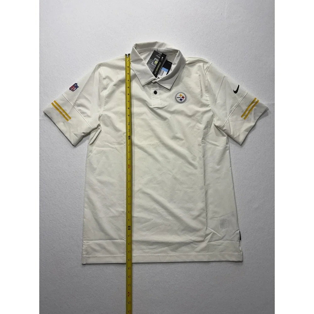 Pittsburgh Steelers Polo Shirt Mens Medium White NFL Football Nike Dri Fit